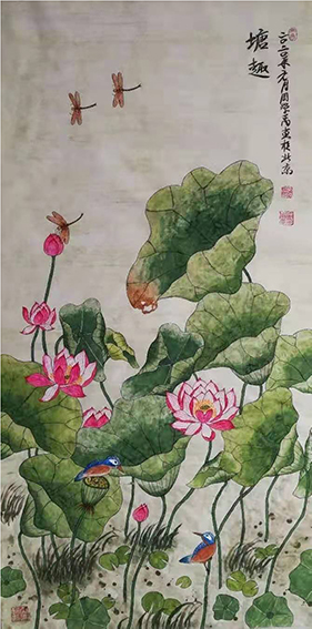 《塘趣》  规格：67cmX132cm  2019年